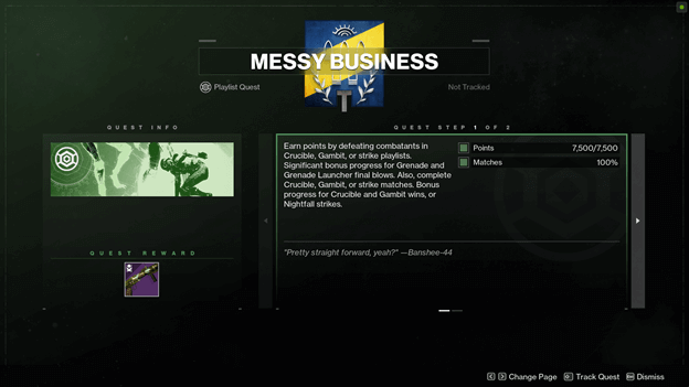 Destiny 2 Messy Business Quest