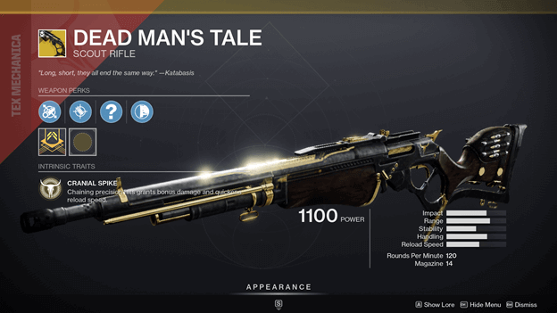 Dead Man’s Tale (Scout Rifle)
