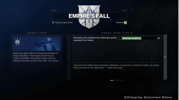 Destiny 2 Empire's Fall Quest