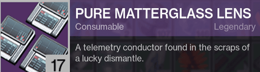 Destiny 2 Pure Matterglass Lens