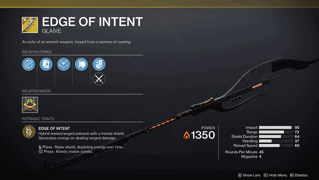 Destiny 2 Edge of Intent (Glaive)