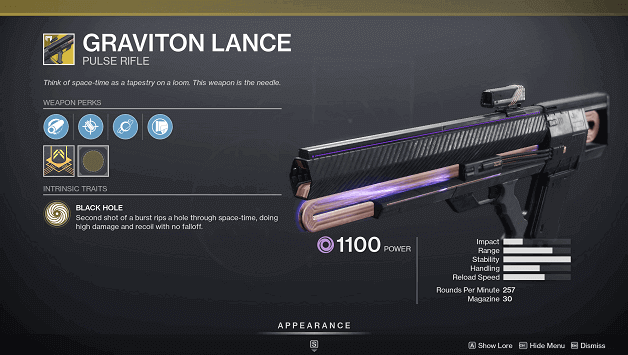 Destiny 2 Graviton Lance (Pulse Rifle)