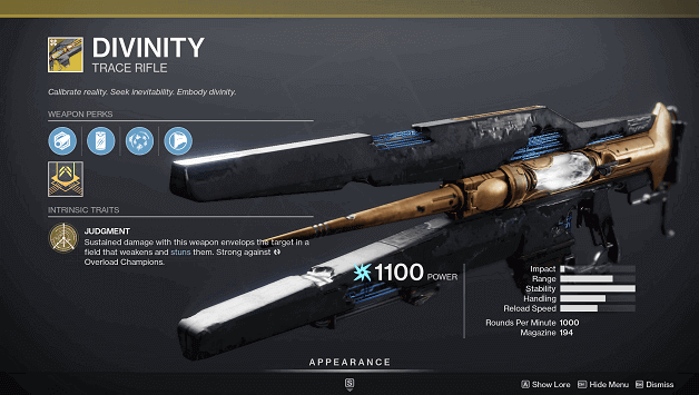Destiny 2 Divinity (Trace Rifle)