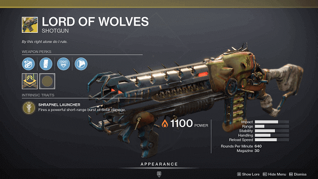 Destiny 2 Lord of Wolves (Shotgun)