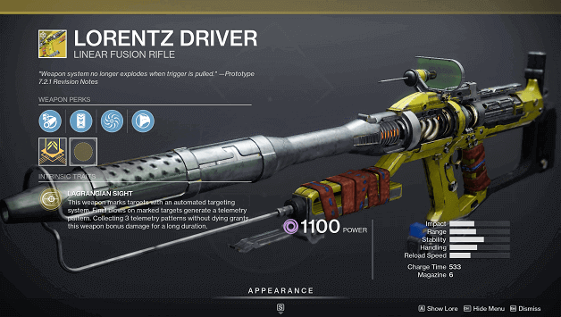 Destiny 2 Lorentz Driver (Liner Fusion Rifle)