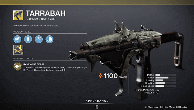 Destiny 2 Tarrabah (Submachine Gun)