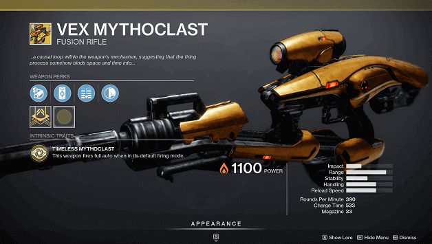 Destiny 2 Vex Mythoclast (Fusion Rifle)