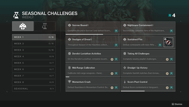 Season of the Haunted Weekly Challenges