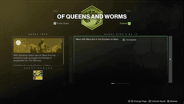 Destiny 2 Of Queens and Worms Quest Info