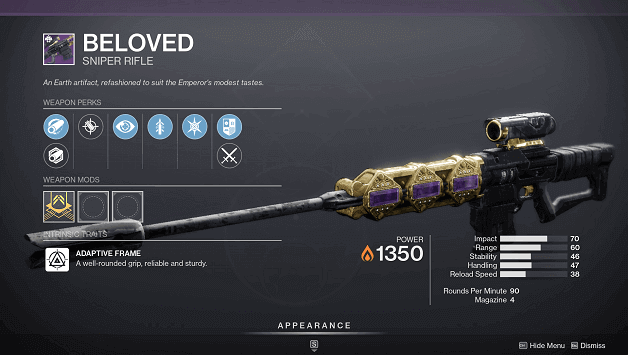 Beloved Sniper Rifle Destiny 2