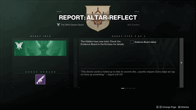 Report: Altar-Reflect Quest Info