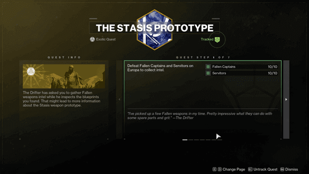 D2 The Statis Prototype Exotic Quest Info