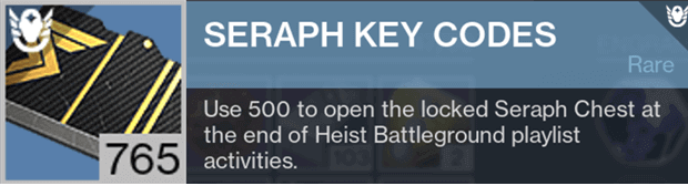 Destiny 2 Seraph Key Codes