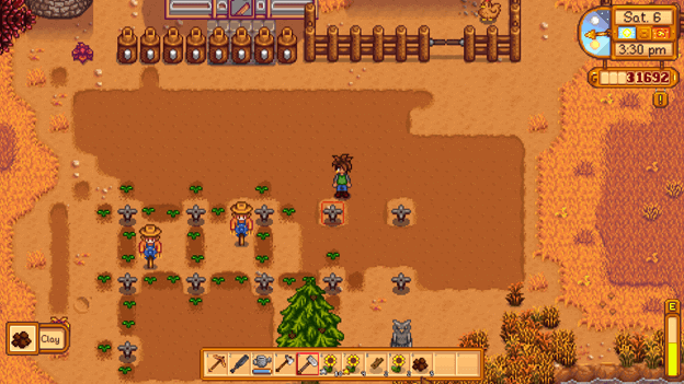 Tilling Soil to farm clay in Stardew Valley