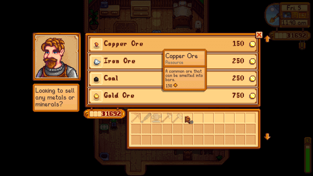 Buy Copper Ore from the Blacksmith in Stardew Valley