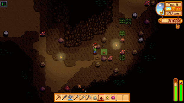 Using bombs to farm stones faster in Stardew Valley