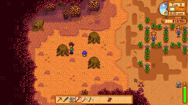 Chopping Large Stumps to get Hardwood in Stardew Valley