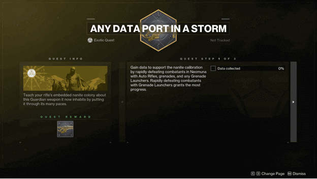 Any Data Port In A Storm Exotic quest info