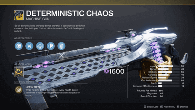 Destiny 2 Deterministic Chaos