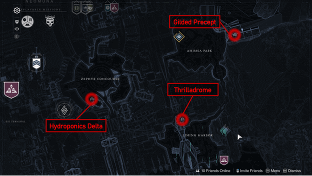 Neomuna Lost Sectors Map