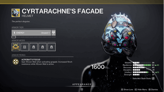 Cyrtarachne’s Facade Exotic Helmet Destiny 2