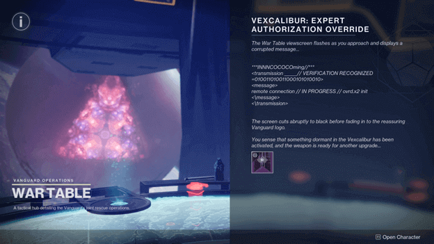 D2 Vexcalibur: Expert Authorization Override Quest