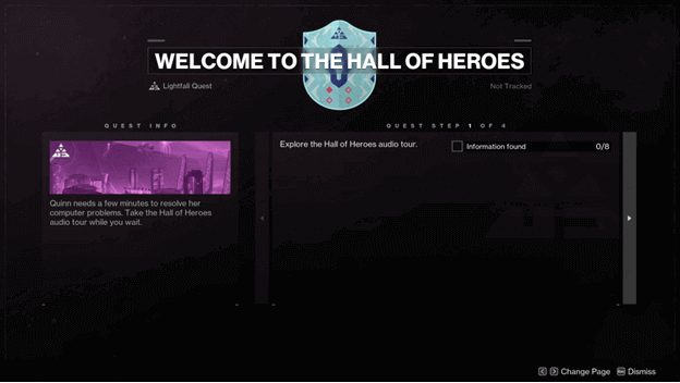 Welcome to the Hall of Heroes quest info